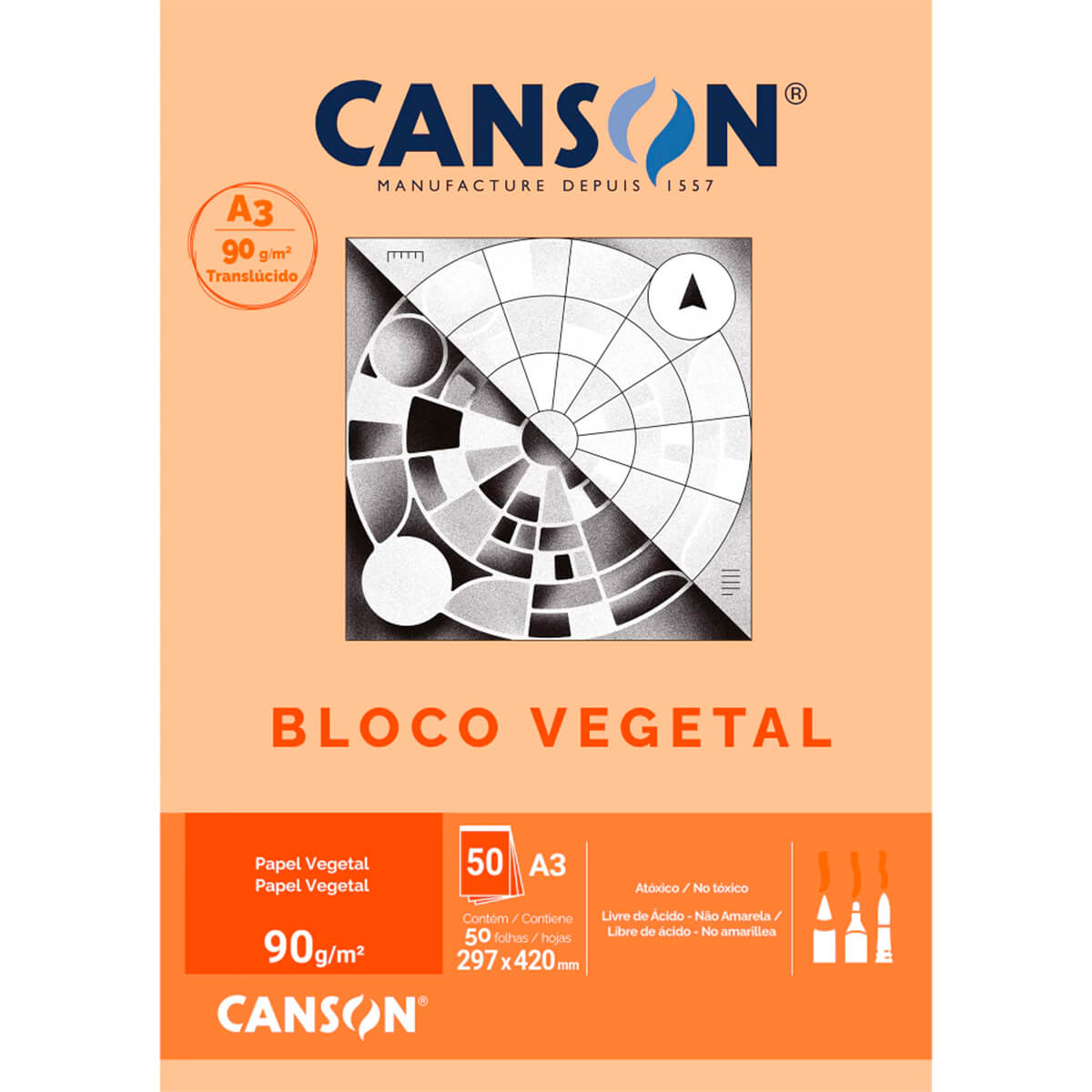 Bloco de Papel Vegetal Canson 90g/m² A3